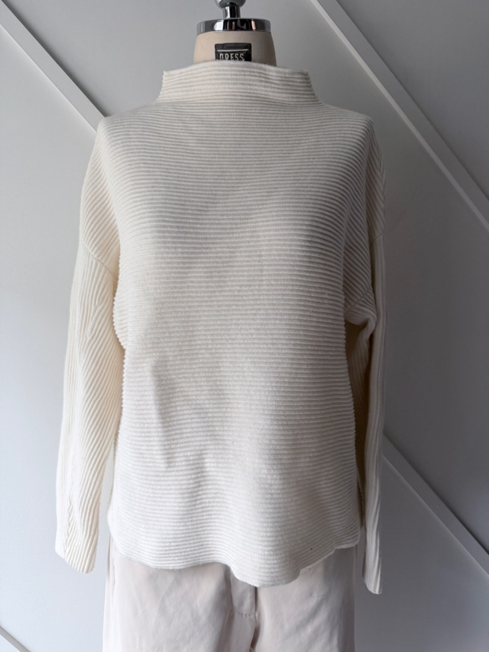 Reiss Wool Alpaca Blend Ribbed Mock Turtleneck Sweater | Minimalist Knit | S